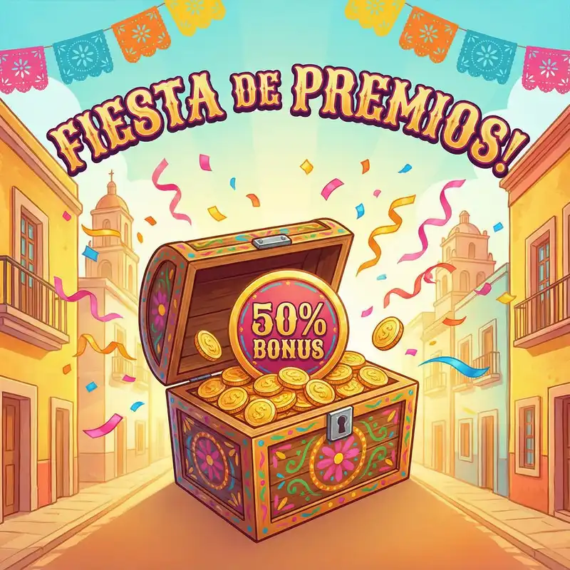 Cofre del tesoro con monedas de oro y confeti celebrando bonos de casino